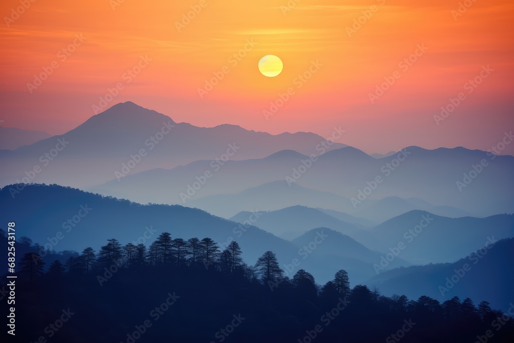 Obraz premium Dusk above the mountains, copyspace