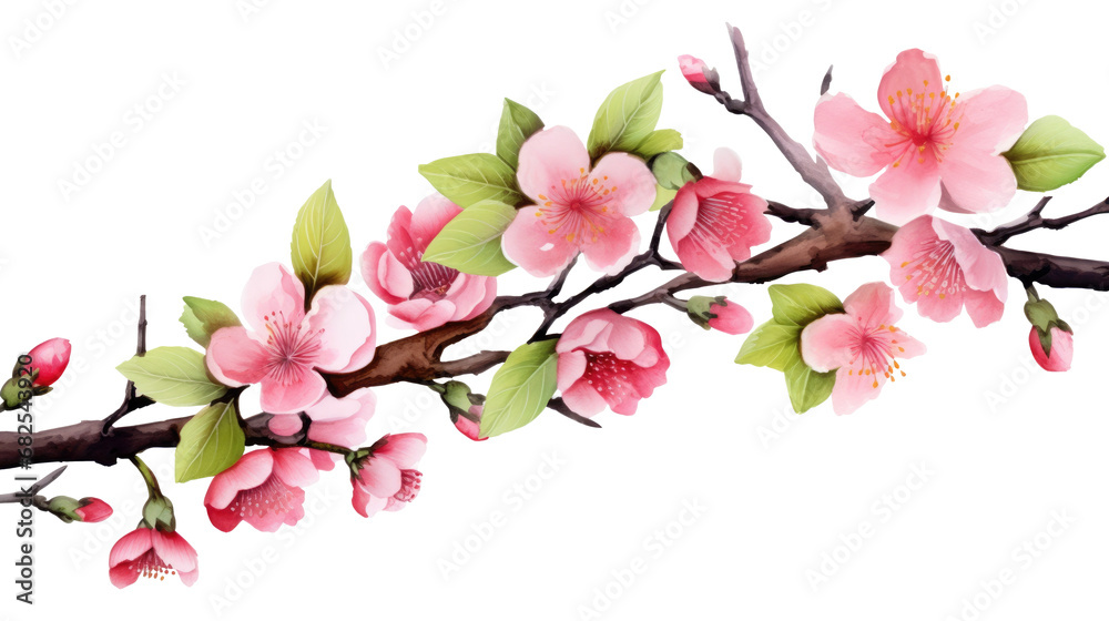 Pink watercolor flowers decoration for wedding on transparent background, png