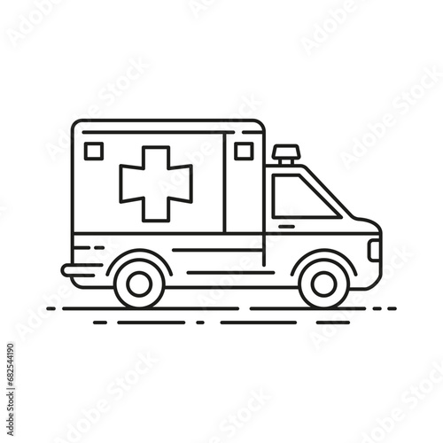 Wallpaper Mural Ambulance vehicle line icon. First aid, emergency service. Urgent medical care concept. Isolated vector illustration. Torontodigital.ca