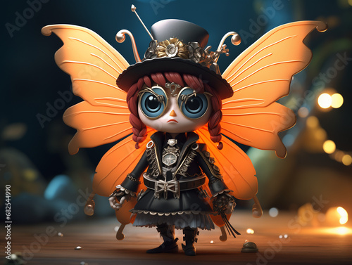 A Cute 3D Butterfly Dressed Up as a Pirate photo