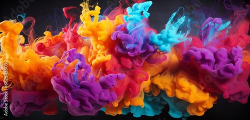 Witness the vibrant explosion of acrylic ink in vibrant colors floating on water. 