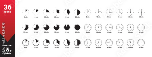 Cook time timers. Set of timer icons. Stopwatch icons. Vector scalable graphics
