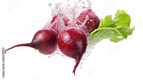 a group of Beetroots and leaves with water droplets, in a side view, PNG, in a Garden fresh-themed, isolated, and transparent photorealistic illustration. Generative ai