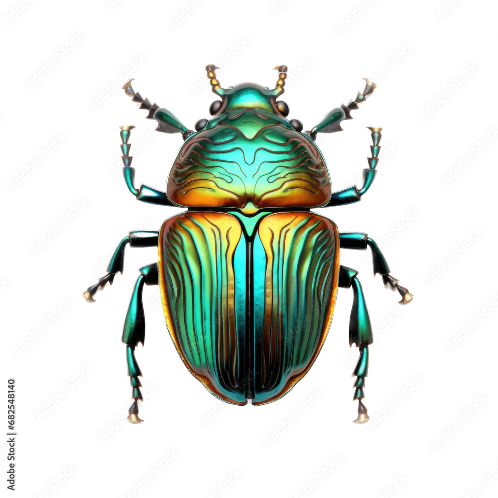 a beetle, Junebug, scarab, iridescent greens, ambers, and blues in a top view, PNG, in a Nature-themed, isolated, and transparent photorealistic illustration. a beetle, Junebug, scarab, iridescent greens, ambers, and blues in a top view, PNG, in a Nature-themed, isolated, and transparent photorealistic illustration.