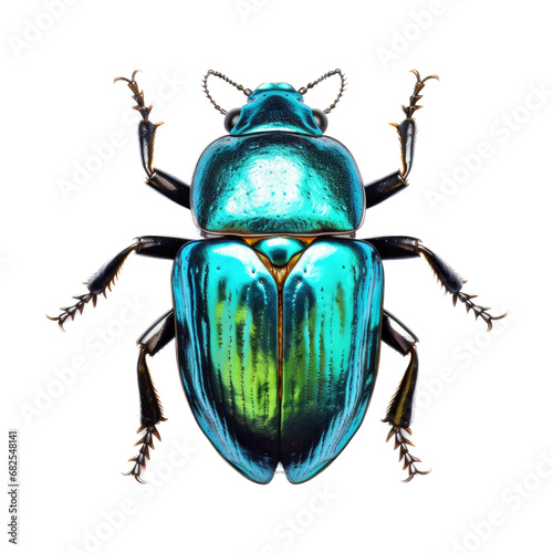 a beetle, Junebug, scarab, iridescent greens, ambers, and blues in a top view, PNG, in a Nature-themed, isolated, and transparent photorealistic illustration.