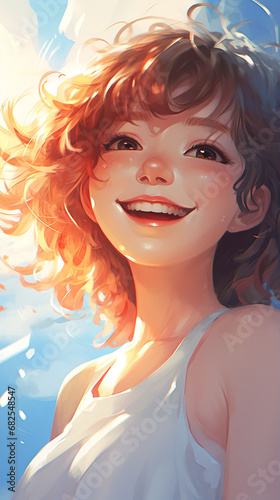 cute anime character a joyful girl