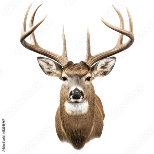 a Whitetail deer portrait,  front view in an isolated and transparent PNG in a Wildlife-themed, photorealistic illustration. Generative ai © Purple Penguin GFX