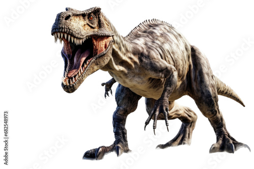 a T-Rex Dinosaur  full body 3 4 view in a PNG  in a Jurassic-themed  isolated  and transparent photorealistic illustration. Generative ai