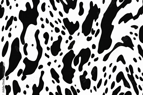 a graphic cowhide print black spot on a white background in a Decor-themed, horizontal format of photorealistic illustration in JPG. Generative ai