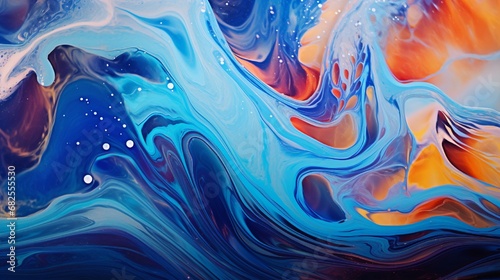 A macro shot of an epoxy coated wall with an abstract pattern resembling swirling galaxies.
