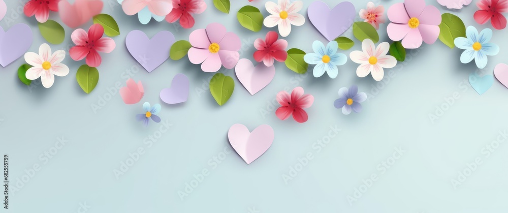spring flower and heart background.