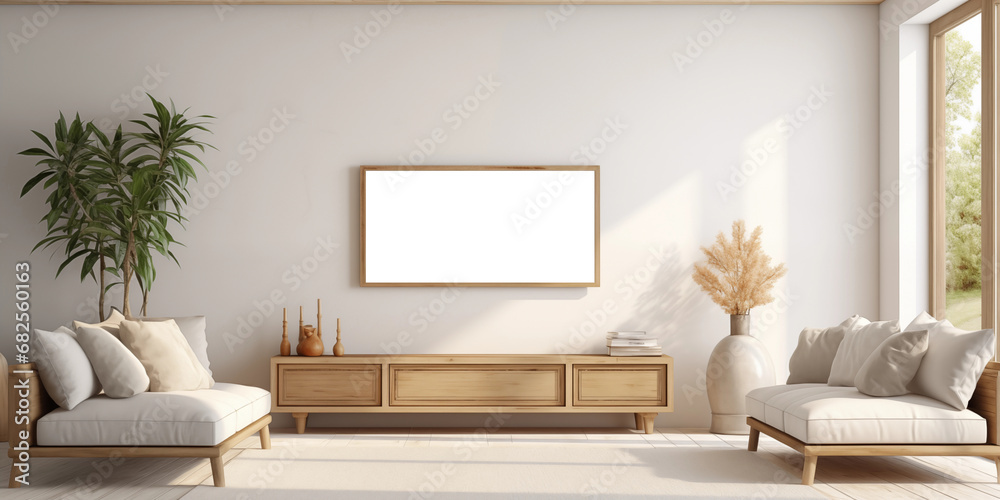 Fototapeta premium frame mockup on the wall in the living room