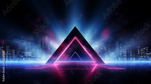 Abstract High Tech Background with Neon Triangle