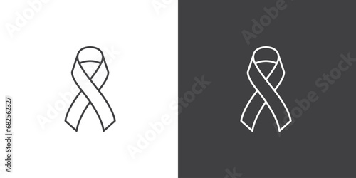 Vector of Black ribbon mourning sign, icon line of black ribbon, Symbol of mourning and melanoma. Raster version. awareness ribbon as a symbol of humanity, moral support, photo