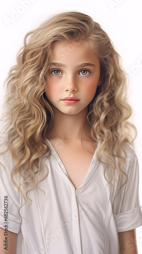 beauty young american girl with white background f