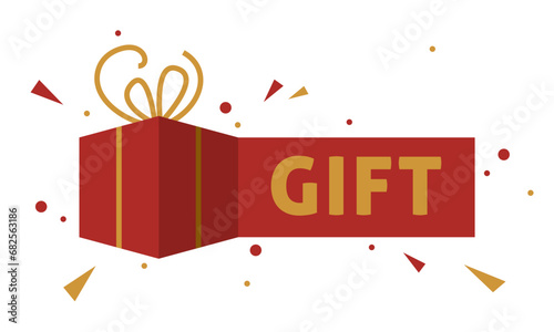 Gift paper sign. Wonder gift, delight present, surprise, gift box, special give away package, loyalty program reward. Extra Bonus. Earn reward, redeem gift, win present