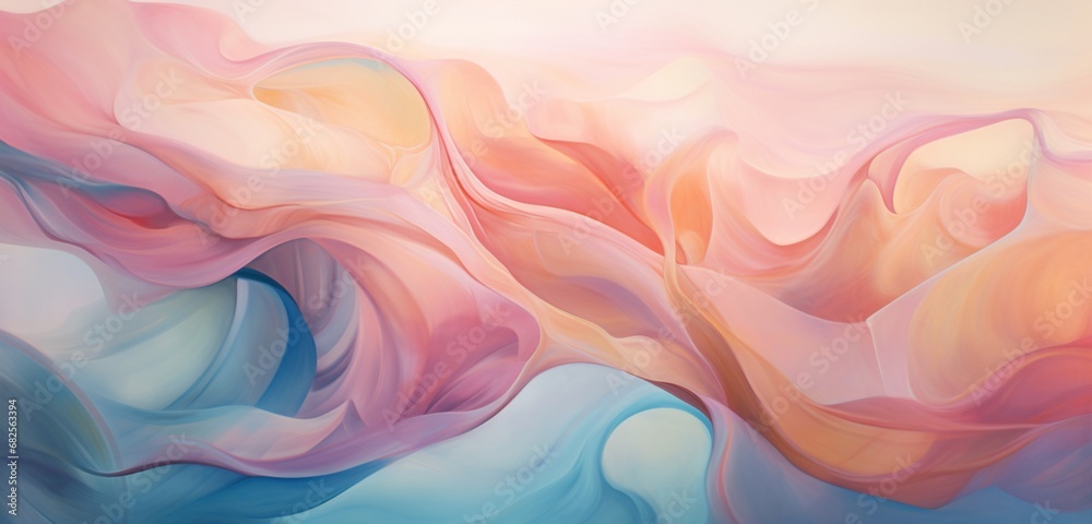 Fototapeta premium a contemporary abstract backdrop with a blend of muted pastels and fluid, freeform shapes, capturing a sense of fluidity and movement.