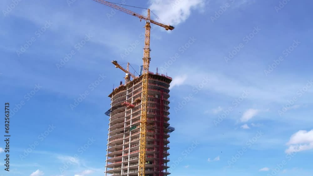 drone footage of construction on a high rise building in miami florida

