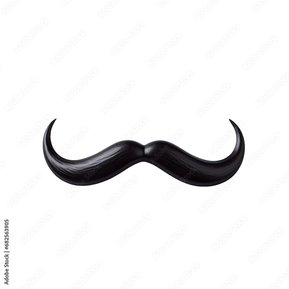 Black Moustache. Isolated on a Transparent Background