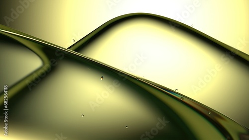 Yellow glass fresh organic refraction and reflection gorgeous elegant modern 3D Rendering abstract background