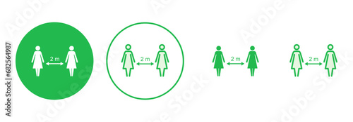 Social distancing icon set. social distance icon. self quarantine sign