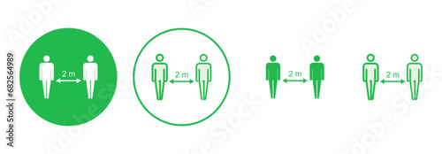 Social distance icon set. social distancing icon. self quarantine sign