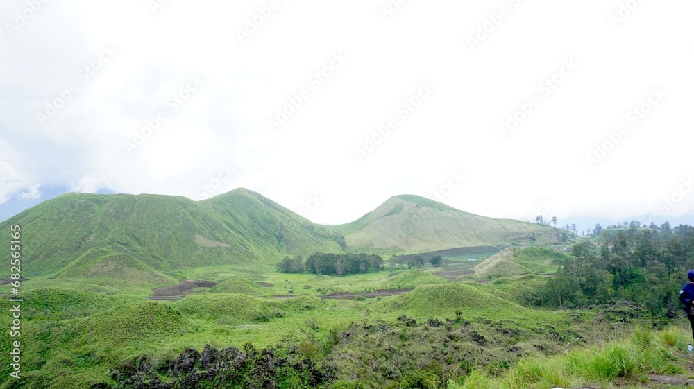 Savana Wurung Crater during the rainy season, located in Bondowoso East Java