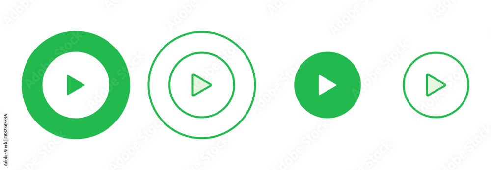Play Icon set. Play button vector icon