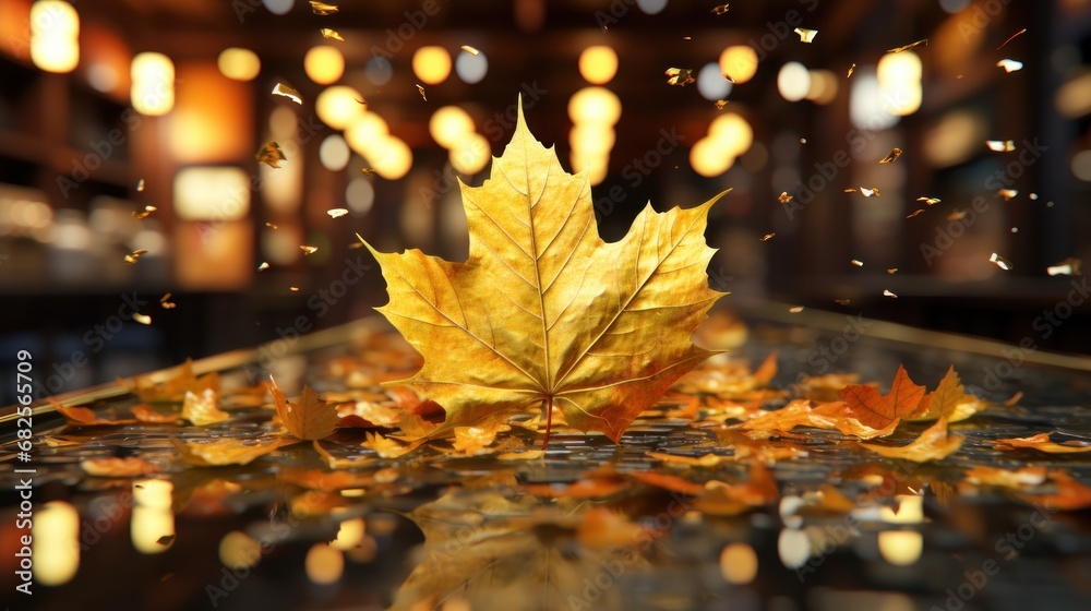 Falling maple golden leaves UHD wallpaper