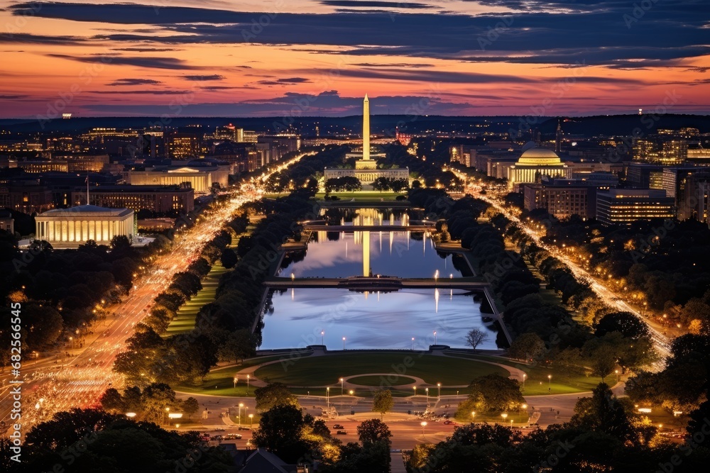 Capital Glow: Dusk Descends on Washington DC
