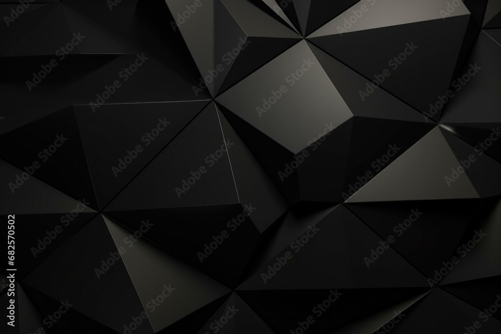 Black abstract background with triangles. Generative AI.