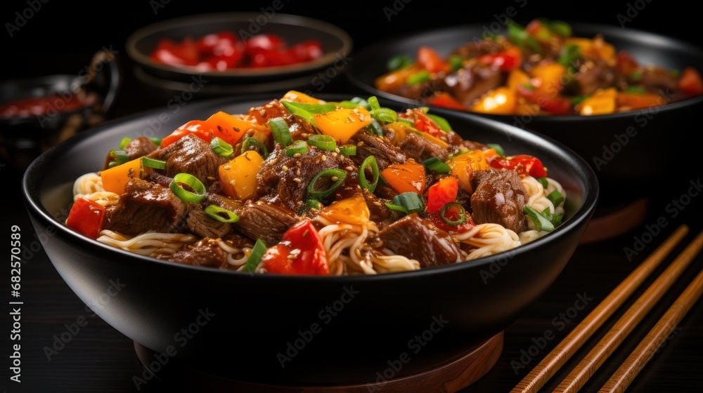 A bowl of buckwheat noodles many vegaetables UHD wallpaper A bowl of buckwheat noodles many vegaetables UHD wallpaper
