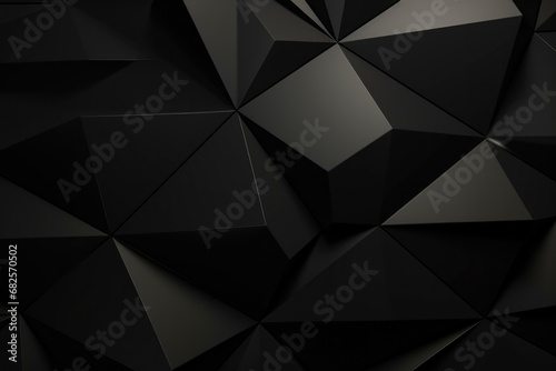 Black abstract background with triangles. Generative AI.
