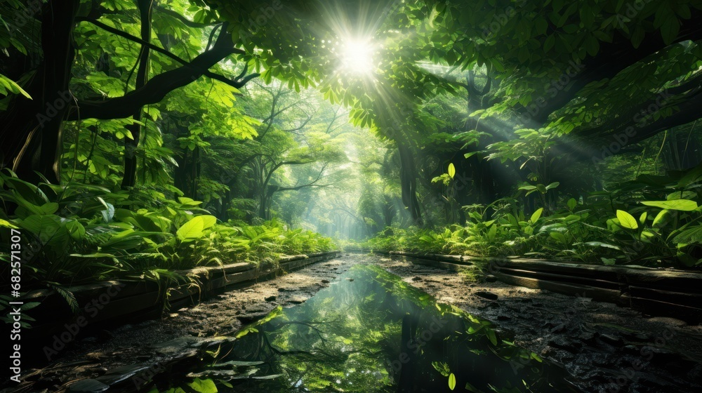 A canal line through green UHD wallpaper A canal line through green UHD wallpaper