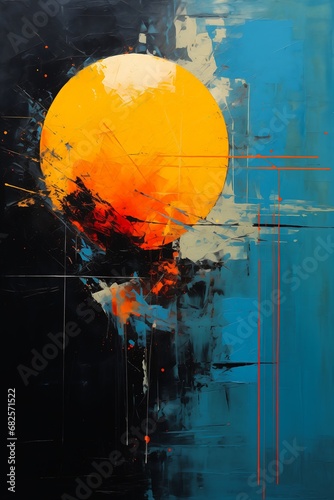 yellow sun orange turquoise design milk bisson solar flare black canvas gold indigo photo