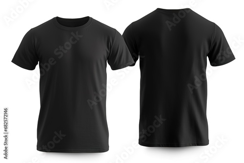 Mockup - schwarzes T-Shirt von vorne und hinten auf weißem Hintergrund. Ideal, um eigene Motive auf das Shirt in schwarz zu platzieren. photo