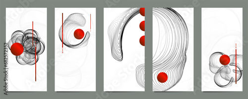 Poster design Japanese style templates set invitations white background to beauty texture from lines abstract background for book cover brochure texture