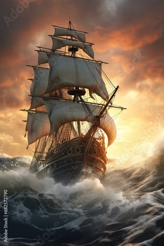 large sailboat sailing ocean sunset flying dutchman storms restoration early carnal wet traveling time defiant swift passages