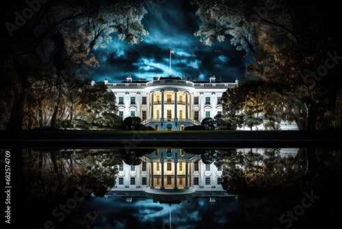 White House at Night with Stormy Skies