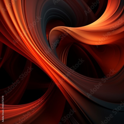 An image of 3D abstract  fiery waves in shades of red and orange on a dark background