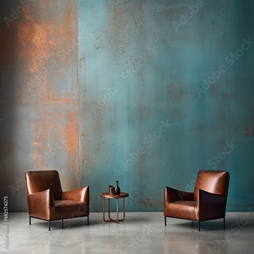Appoxy wall texture mimicking the look of brushed copper with patina