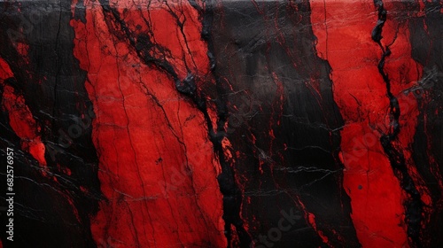 High-contrast epoxy wall texture with bold streaks of red and black. photo