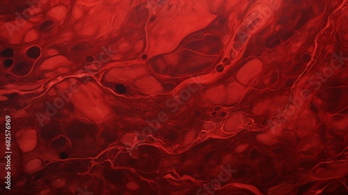 High-definition image of a glossy, cherry red epoxy wall texture with subtle black marbling. photo