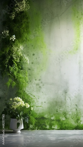 A fresh green and white epoxy wall texture  bringing to mind spring foliage