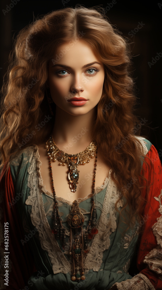 Portrait of a very beautiful woman of oriental appearance in traditional clothes. Feminine perfection. High fashion concept. Photo for decoration, posters Portrait of a very beautiful woman of oriental appearance in traditional clothes. Feminine perfection. High fashion concept. Photo for decoration, posters