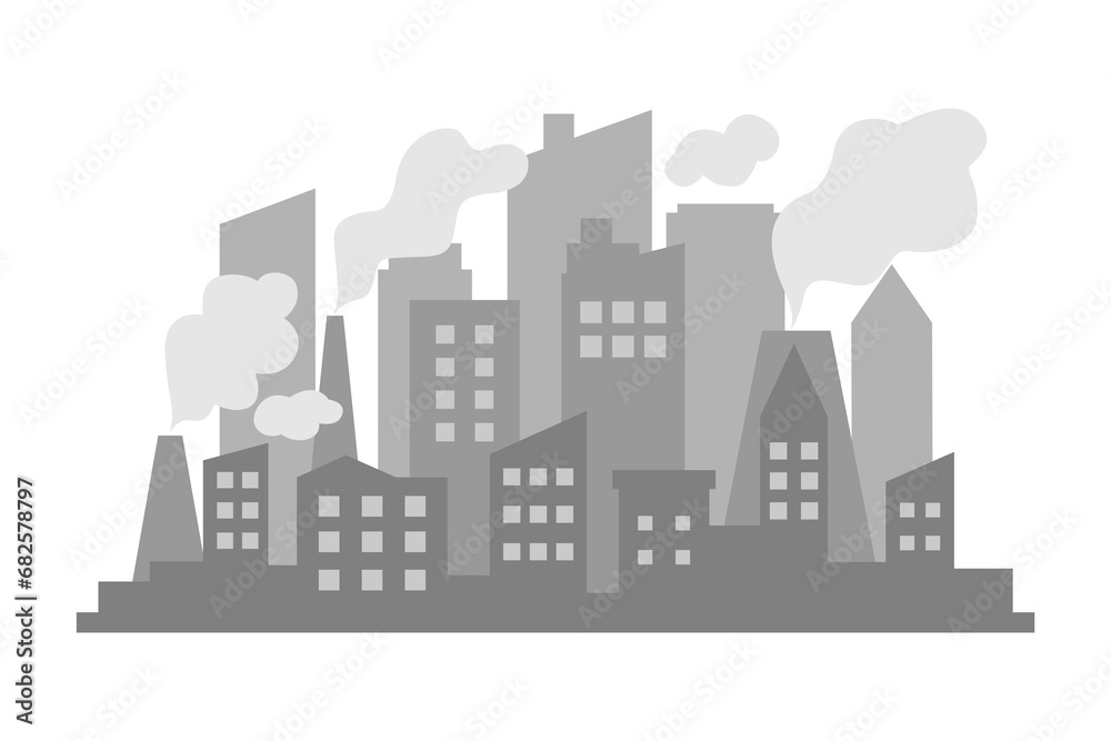 Air Pollution in Urban Areas Vector Illustration