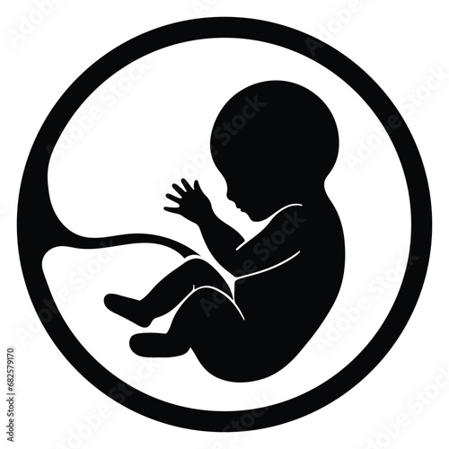 Fetus Icon. Human newborn and unborn baby silhouette isolated on white background. Miraculous Beginnings. Vector Illustration of Human Life, Pregnancy, and Development