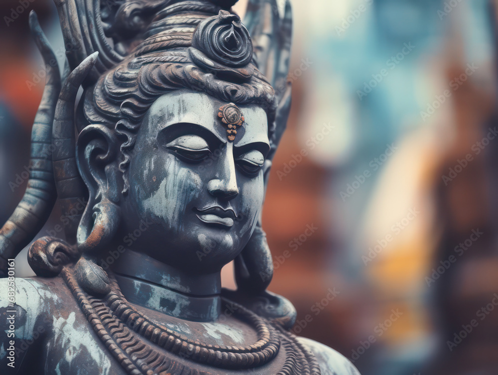 Lord Shiva Statue Painting Artwork, Generative AI