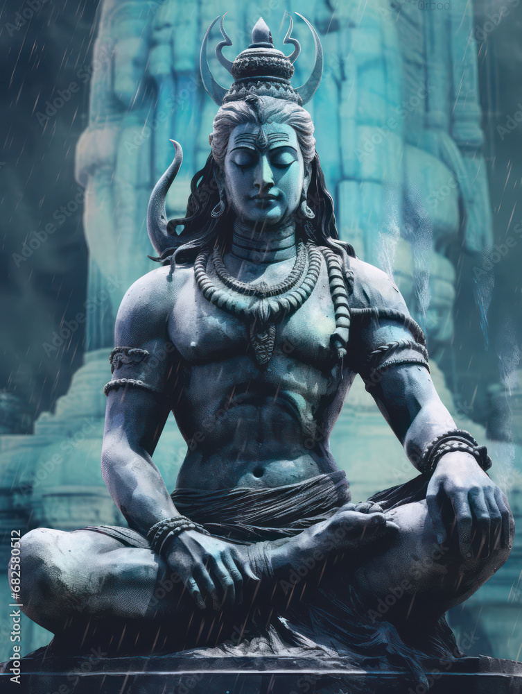Lord Shiva Statue Painting Artwork, Generative AI Lord Shiva Statue Painting Artwork, Generative AI
