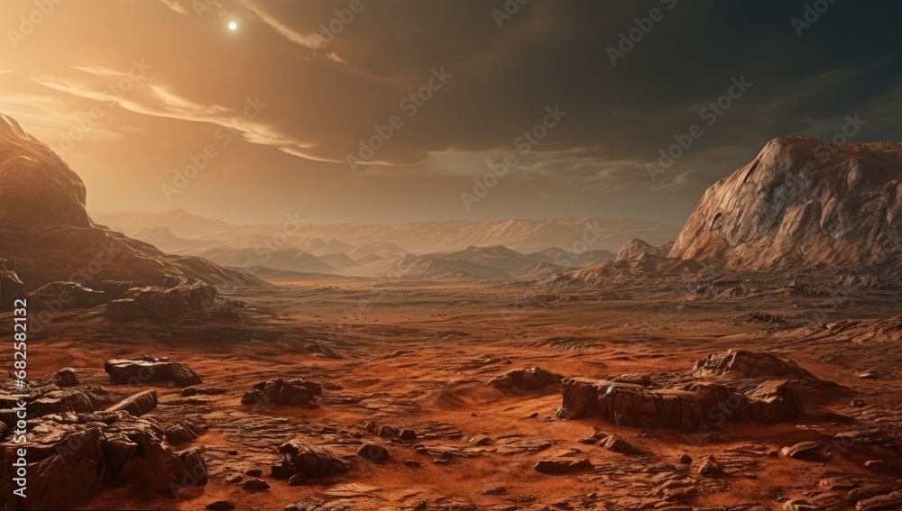 Martian Dusk: A Serene Sunset on the Red Planet's Surface
